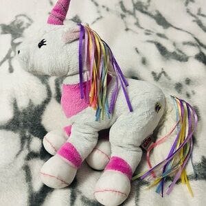 Webkinz 2010 Ganz Pink & White Ribbon Unicorn 10” Plush - NO Code/Tag HM461